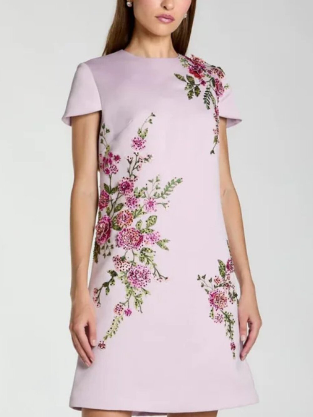 Mac Duggal Purple Cap Sleeve Embroidered Satin Mini Dress Size M